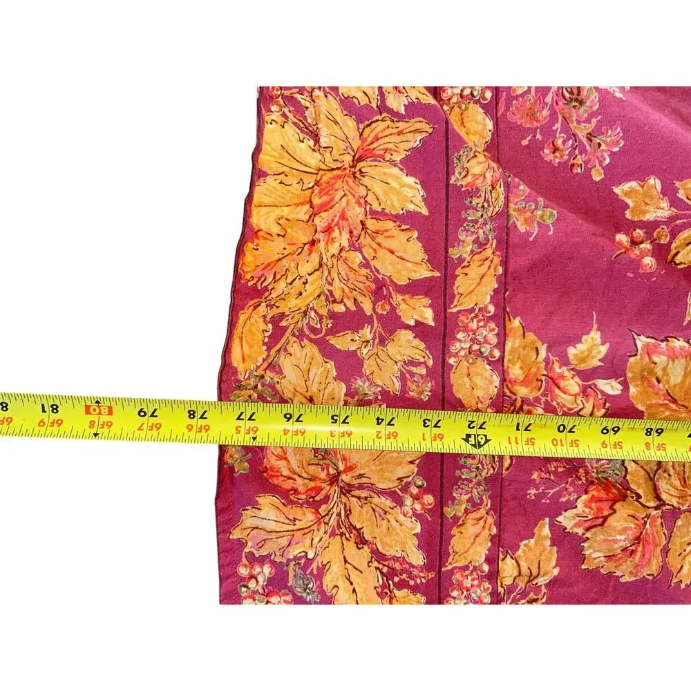 April Cornell vintage rectangular tablecloth red floral  grapes 56x78